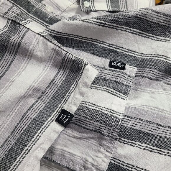 Vans Off The Wall Men's Shirt White Gray Plaid Button Up Short Sleeve XXL - Picture 6 of 6